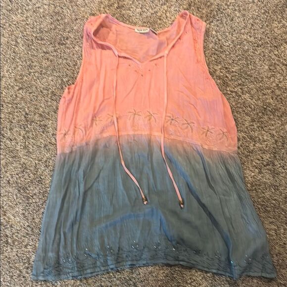 Raya Sun Pink Tie Front Relaxed Tank Top - Picture 1 of 1